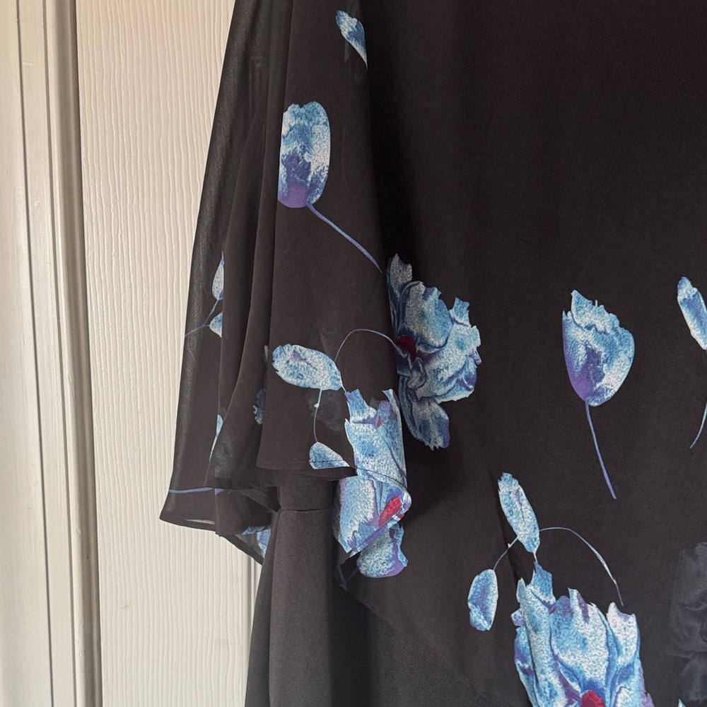 Hanna Nikole Classy Black w/blue flowers Evening Dress size 22W - Picture 3 of 9